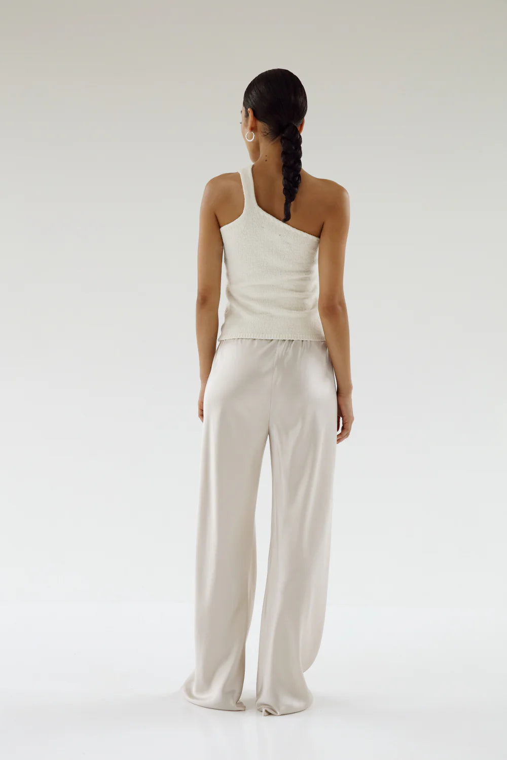 Almada Bias Satin Pant in Pearl