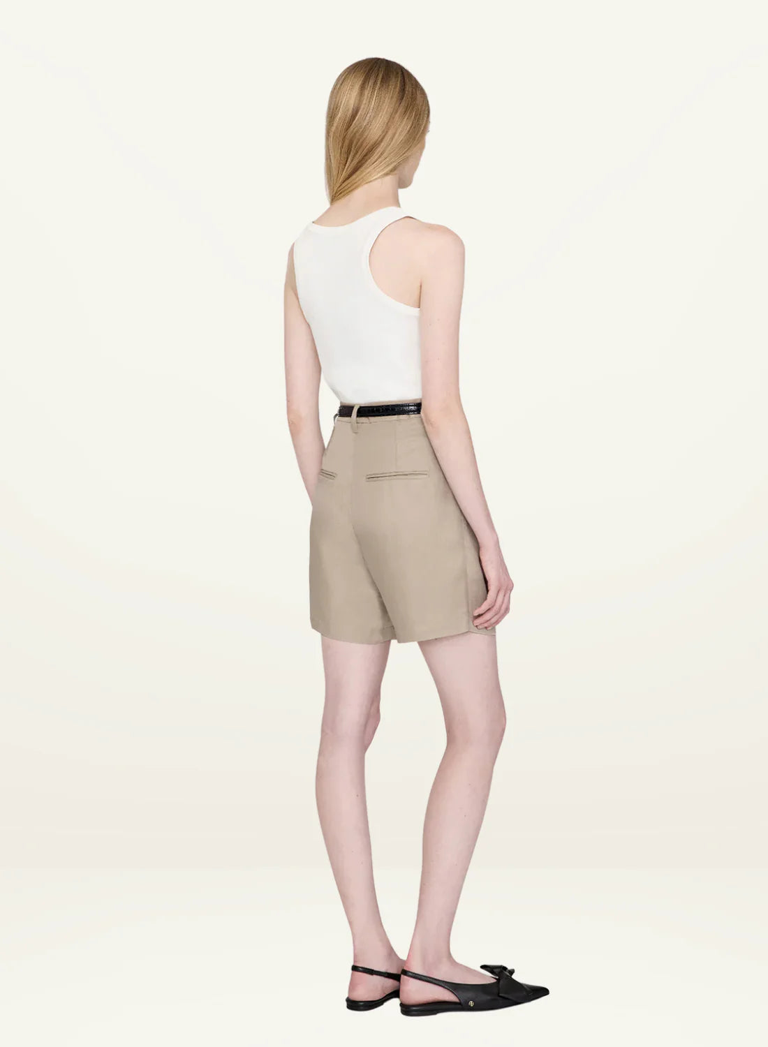 Anine Bing Carrie Short in Oatmeal Linen Blend