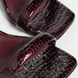 Anine Bing Cora Sandals in Burgundy Small Embossed