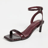 Anine Bing Cora Sandals in Burgundy Small Embossed