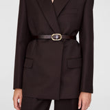 Anine Bing Small Signature Link Belt in Dark Brown with Gold