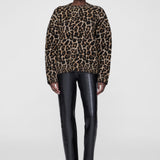 Anine Bing Sydney Crew Sweater in Black and Brown Leopard
