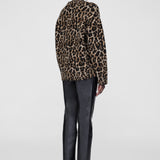 Anine Bing Sydney Crew Sweater in Black and Brown Leopard