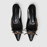 Anine Bing Zoey Slingback Heels in Leopard Calf Hair