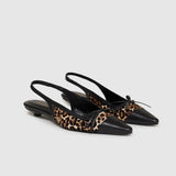 Anine Bing Zoey Slingback Heels in Leopard Calf Hair