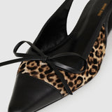 Anine Bing Zoey Slingback Heels in Leopard Calf Hair