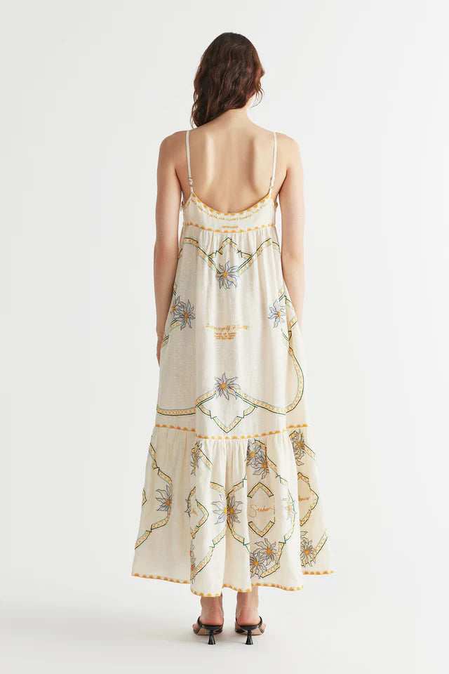 Antipodean Flower Seeker Sun Dress in Snow Drop