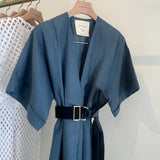 Artclub Paradiso Wrap Dress Long in Cielo - side view