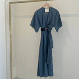 Artclub Paradiso Wrap Dress Long in Cielo - detail view