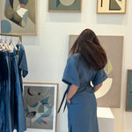 Artclub Paradiso Wrap Dress Long in Cielo - close up