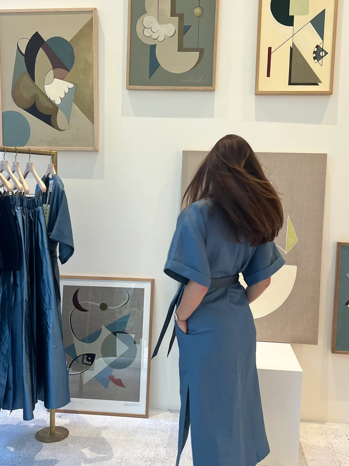 Artclub Paradiso Wrap Dress Long in Cielo - close up