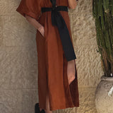Artclub Paradiso Wrap Dress Long in Brick