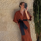 Artclub Paradiso Wrap Dress Long in Brick