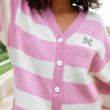 Aston Studio Agnes Cardi in Peony and Antique Stripe