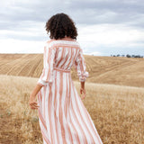 Aston Studio Arlet Dress in Peony and Antique Stripe