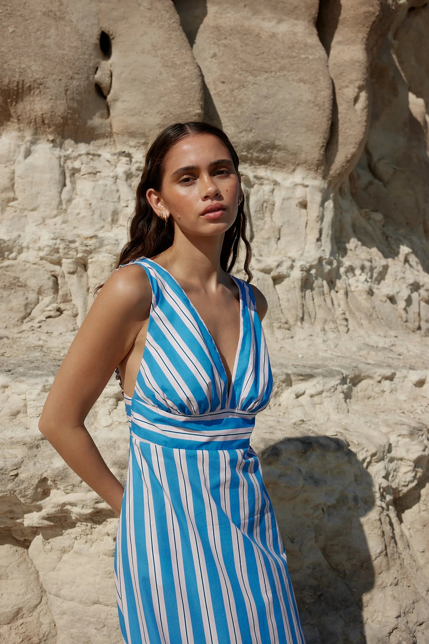 Aston Studio Betty Dress in Ocean Depths and Seashell Stripe