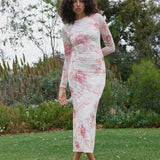Aston Studio Ezli Mesh Dress in Peony and Antique
