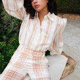 Aston Studio Lucinda Blouse in Peony and Antique Stripe