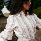 Aston Studio Lucinda Blouse in Peony and Antique Stripe