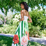 Aston Studio Molly Dress in Leaf Rose Stripe