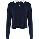 Bassike Cotton Polo Knitted Sweat In Ink