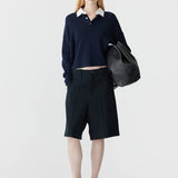 Bassike Cotton Polo Knitted Sweat In Ink