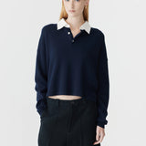 Bassike Cotton Polo Knitted Sweat In Ink