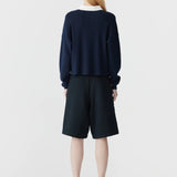 Bassike Cotton Polo Knitted Sweat In Ink