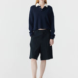 Bassike Cotton Polo Knitted Sweat In Ink