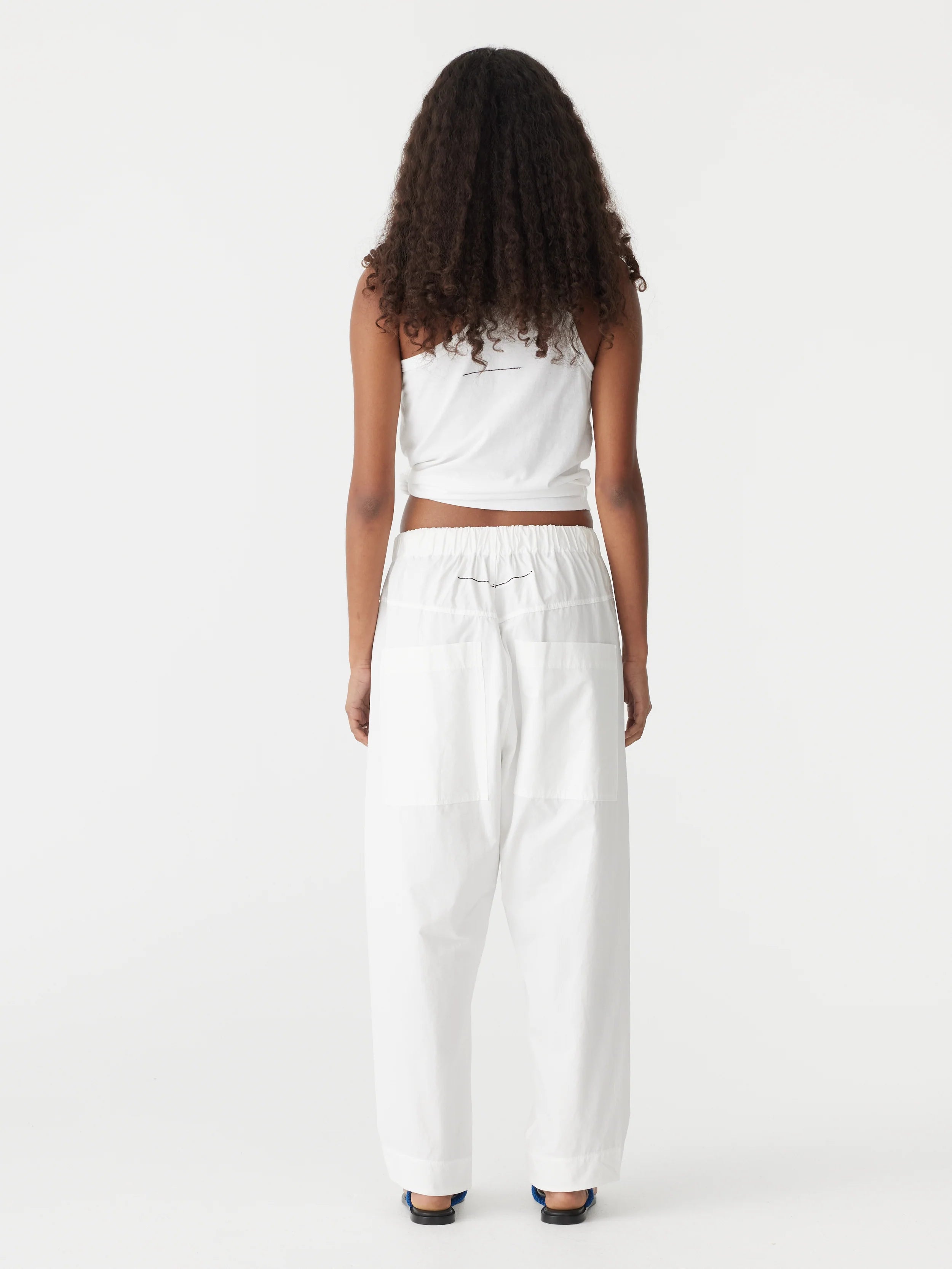 Bassike Crushed Cotton Pull on Pant in Natural