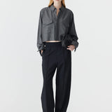 Bassike Elastic Detail Twill Pant In Black