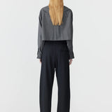 Bassike Elastic Detail Twill Pant In Black