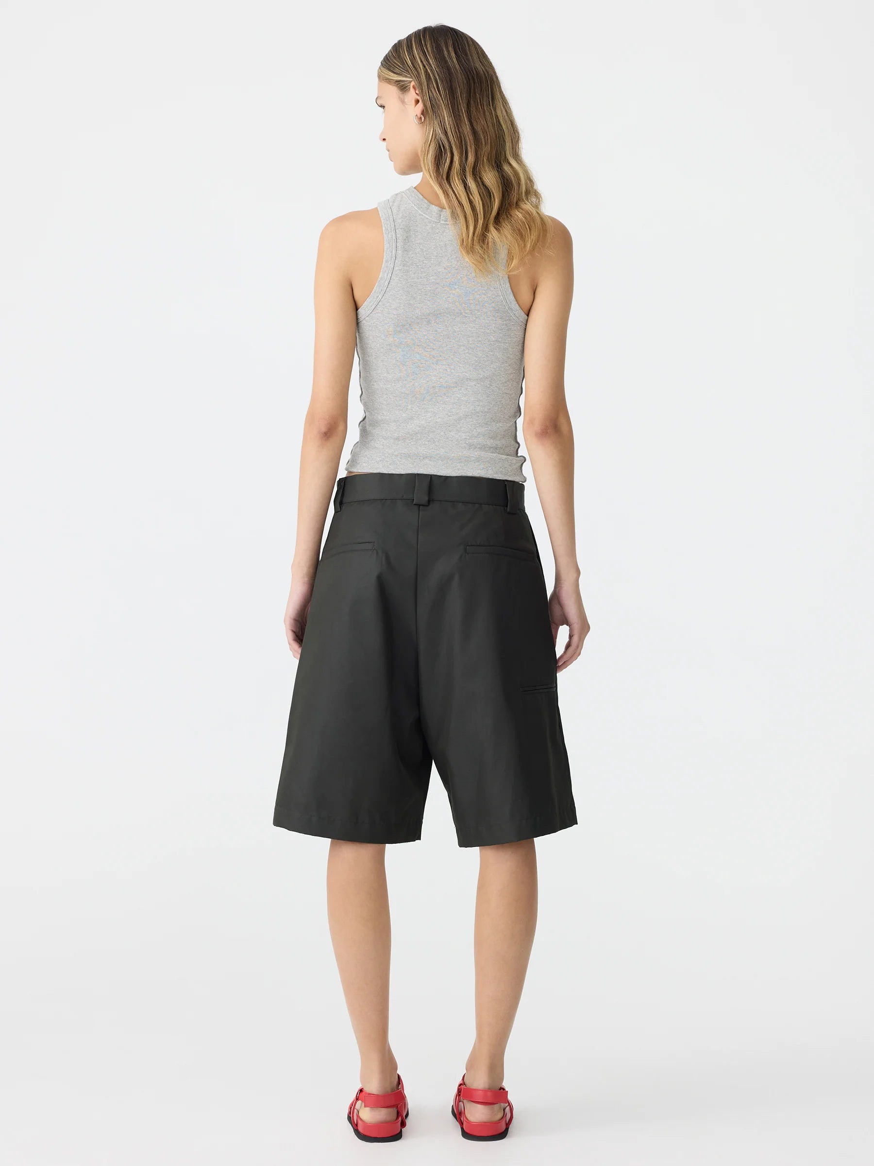 Bassike Gabardine Wide Leg Shorts in Black