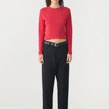 Bassike Knitted Baby Long Sleeve T-Shirt in Red