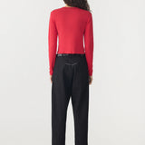 Bassike Knitted Baby Long Sleeve T-Shirt in Red
