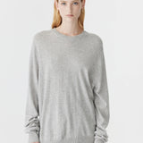 Bassike Oversized Crew Neck Knit in Light Grey Marle