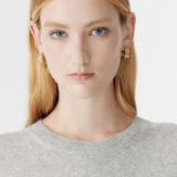 Bassike Oversized Crew Neck Knit in Light Grey Marle