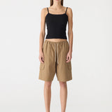 Bassike Crushed Cotton Cargo Short in Dark Tan