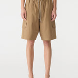 Bassike Crushed Cotton Cargo Short in Dark Tan