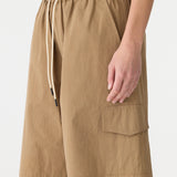 Bassike Crushed Cotton Cargo Short in Dark Tan
