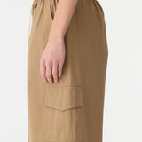 Bassike Crushed Cotton Cargo Short in Dark Tan