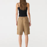 Bassike Crushed Cotton Cargo Short in Dark Tan