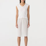 Bassike Fine Check Pull On Skirt in White and Black and Light Blue