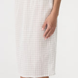 Bassike Fine Check Pull On Skirt in White and Black and Light Blue