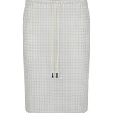 Bassike Fine Check Pull On Skirt in White and Black and Light Blue