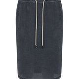 Bassike Mesh Pull On Seam Detail Skirt in Washed Black