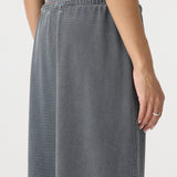 Bassike Mesh Pull On Seam Detail Skirt in Washed Black