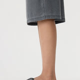 Bassike Mesh Pull On Seam Detail Skirt in Washed Black