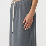 Bassike Mesh Pull On Seam Detail Skirt in Washed Black