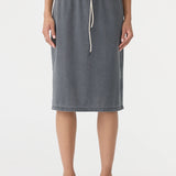 Bassike Mesh Pull On Seam Detail Skirt in Washed Black